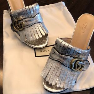 Gucci Marmont Silver Sandals